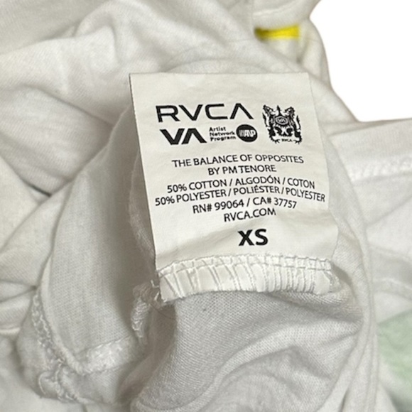 RVCA Bailey Elder Oasis Women's T-Shirt / White, Blue, Yellow, Red, Green / XS - Picture 8 of 8